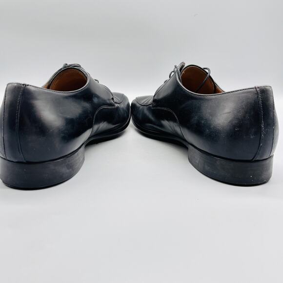 Santoni Shoes Mens 9.5 Black Leather Oxford Lace Up Dress Apron Toe Slip On main image 4
